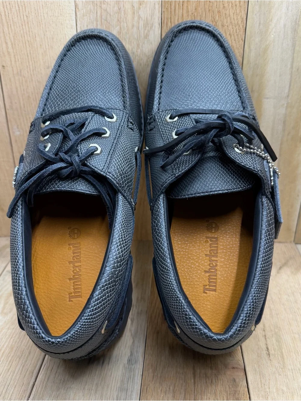 Timberland x Vibram Black Leather Moccasin Boat Shoes Men's Size 9 New